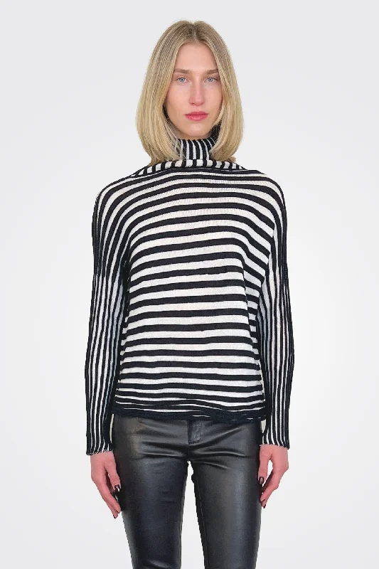 Shop Sale Items Striped Turtleneck - Black Ivory