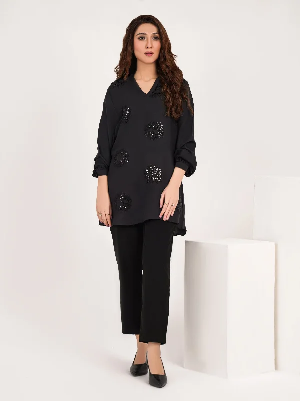 Don't Miss Out Raw Silk Top-Embroidered