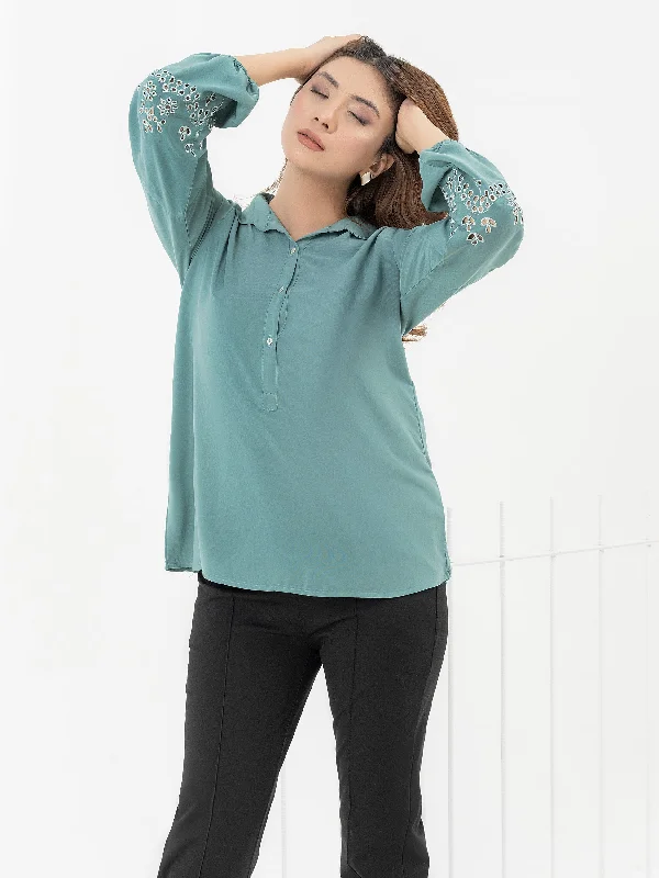 Save Big Embroidered Silk Top