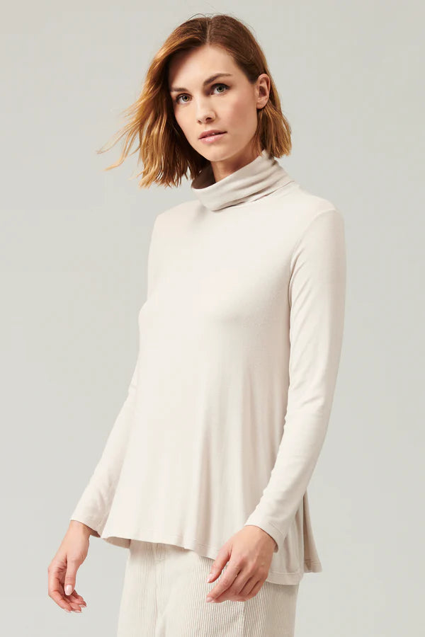 Evening Elegance Flared Turtleneck - Sand