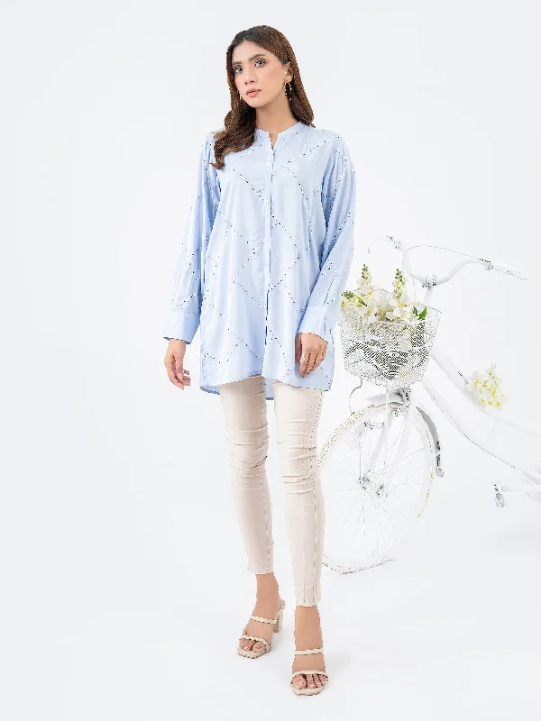 Limited-Time Offer Embroidered Raw Silk Top