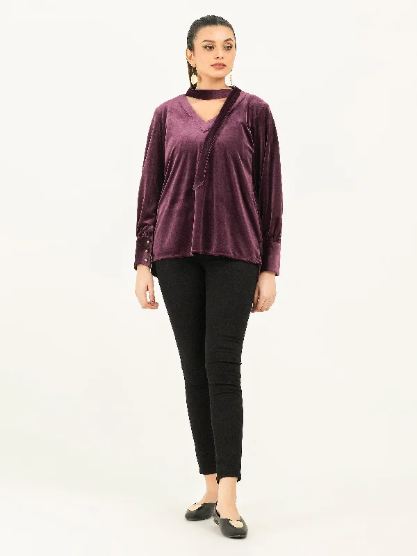 Chic Style, Always In Vogue Solid Velvet Top