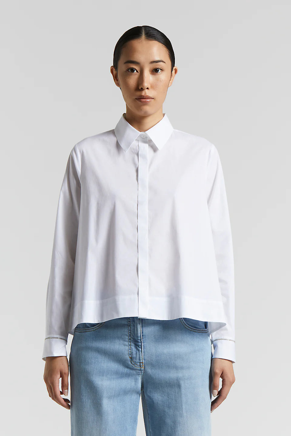 Hot Brand Discounts Poplin and Cotton Voile Shirt - White