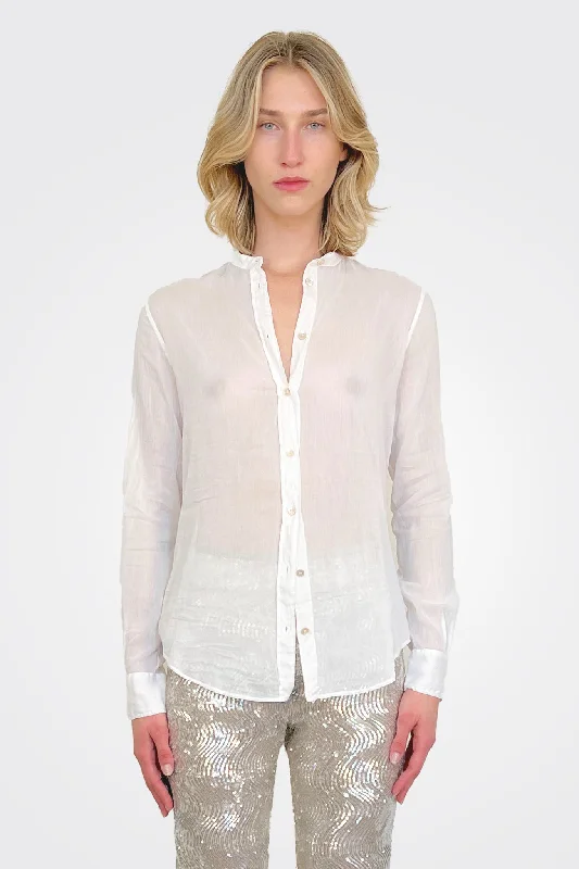 Everyday Elegance Sale Mandarin Collar Shirt - Bianco