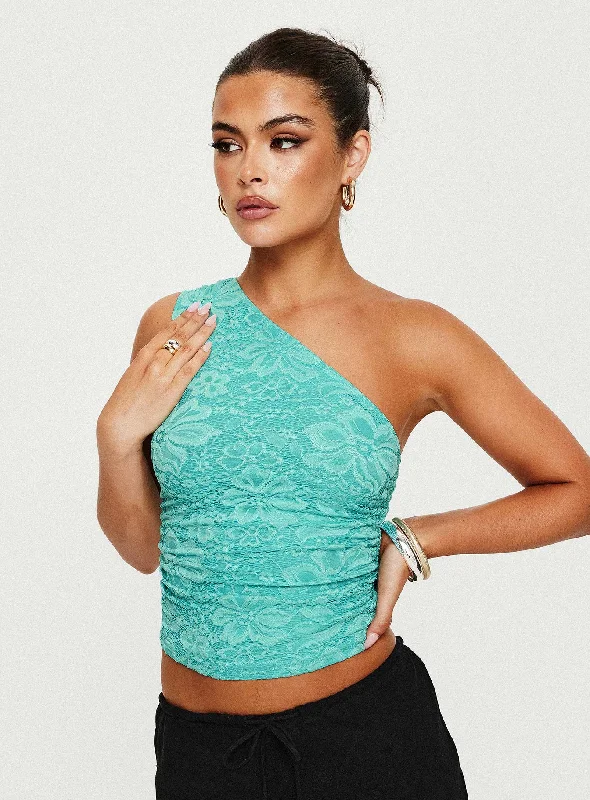 Style Redefined Annem One Shoulder Lace Blue