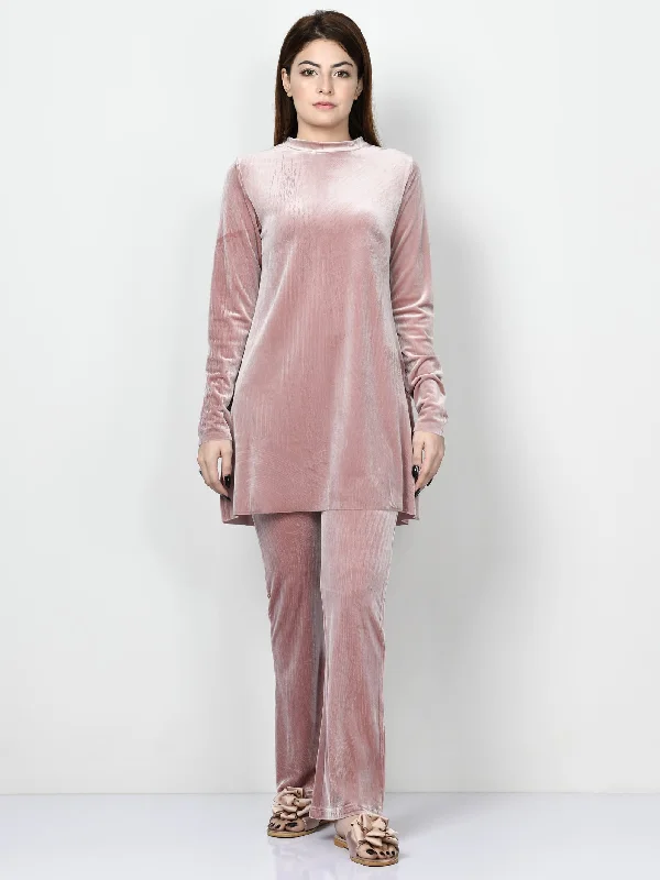 Imeless Style Velvet Shirt - Tea Pink