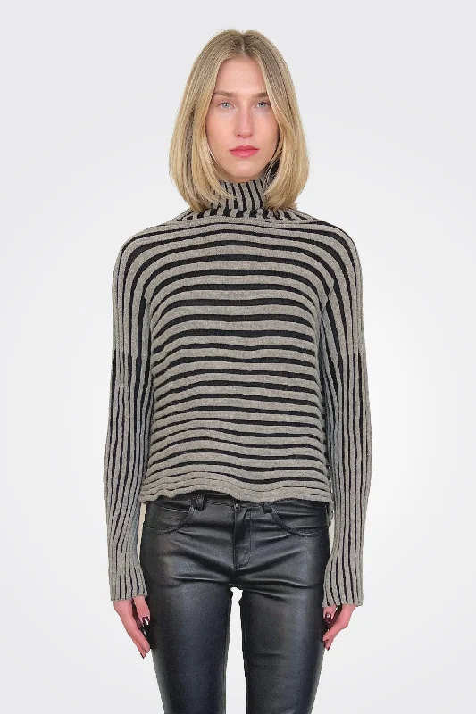 Seize Bargains Striped Turtleneck - Black Storm