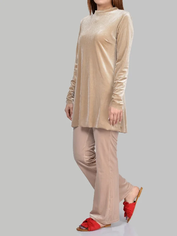 Chic Style Discounts Velvet Shirt-Beige