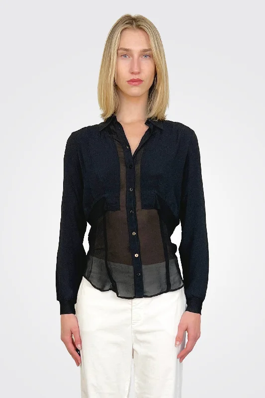 Chic & Cozy Collection Donna Double Pocket Shirt - Black