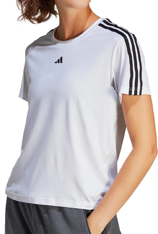 Women's Clothes For Outdoor Events adidas AeroReady Train Essentials 3 Stripes Short Sleeve Womens Training Top - White