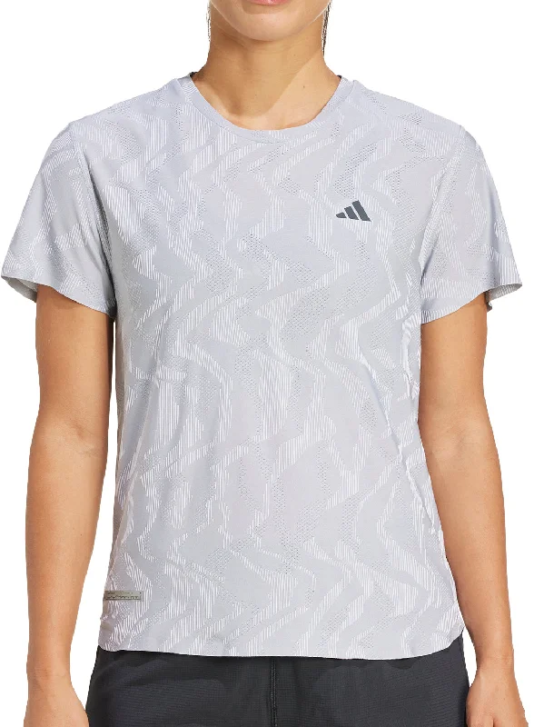 Casual Clothes For Women adidas Ultimate HEAT.RDY Engineered Short Sleeve Womens Running Top - Grey