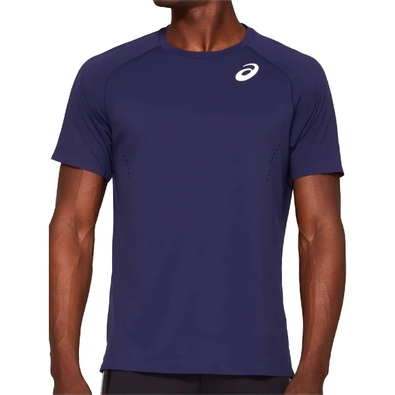 Women's Stylish Vacation Attire Asics M Knit Short Sleeve Mens Running Top - Navy