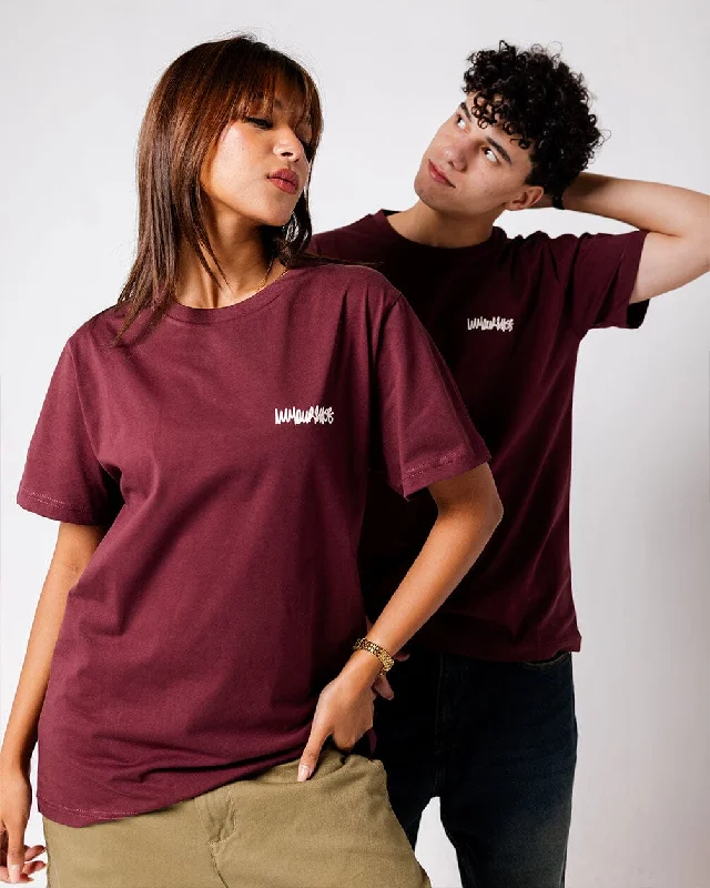 Women's Fashionable Clothing Sets Burgundy IYS Printed Regular Tee