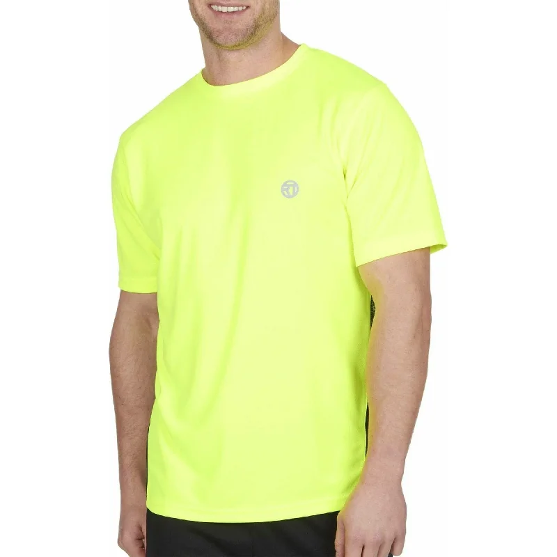 Women's Activewear Garments Red Tag Activewear Reflective Short Sleeve Mens Running Top - Yellow