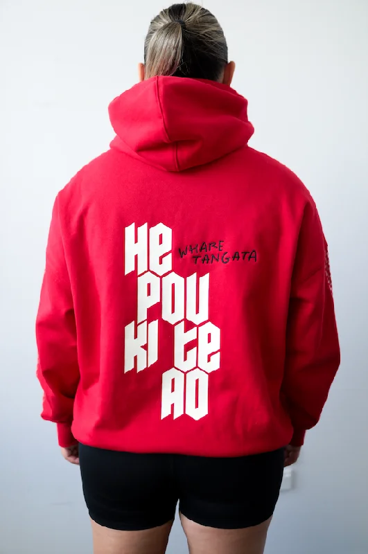 Women's Date Night Outfit WHARE TANGATA HOODIE RED