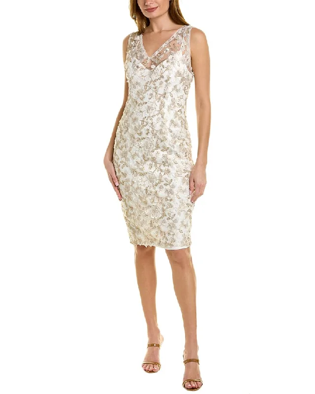 Women's Formal Event Attire Adrianna Papell Floral Embroidered Sheath Dress