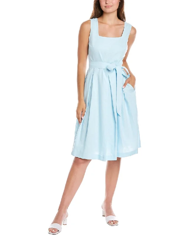 Women's Everyday Attire Anne Klein Tie Waist Linen-Blend A-Line Dress