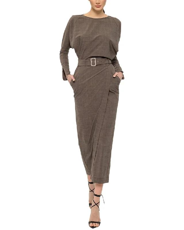 Women's Everyday Attire BGL Wool-Blend Midi Dress