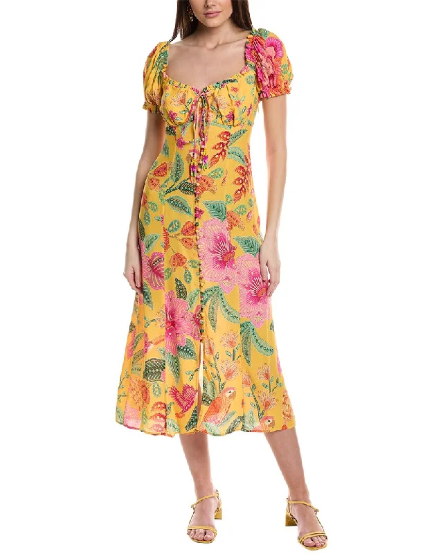 Casual Attire For Women FARM Rio Macaw Bloom Midi Dress