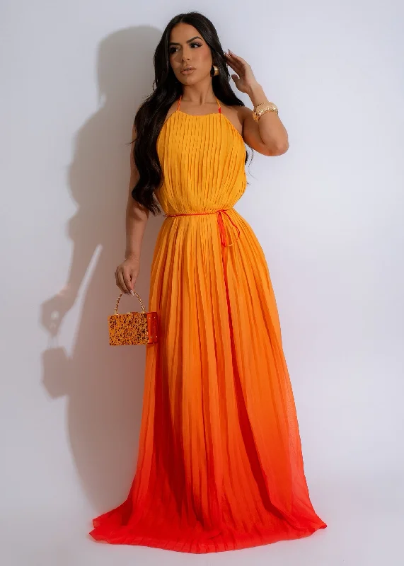 Women's Stylish Outdoor Outfit Hot Possession Ombre Maxi Dress Orange