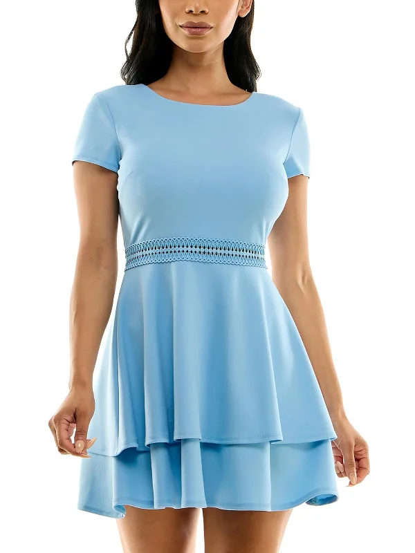 Stylish Women's Apparel Juniors Womens Tiered Short Mini Dress