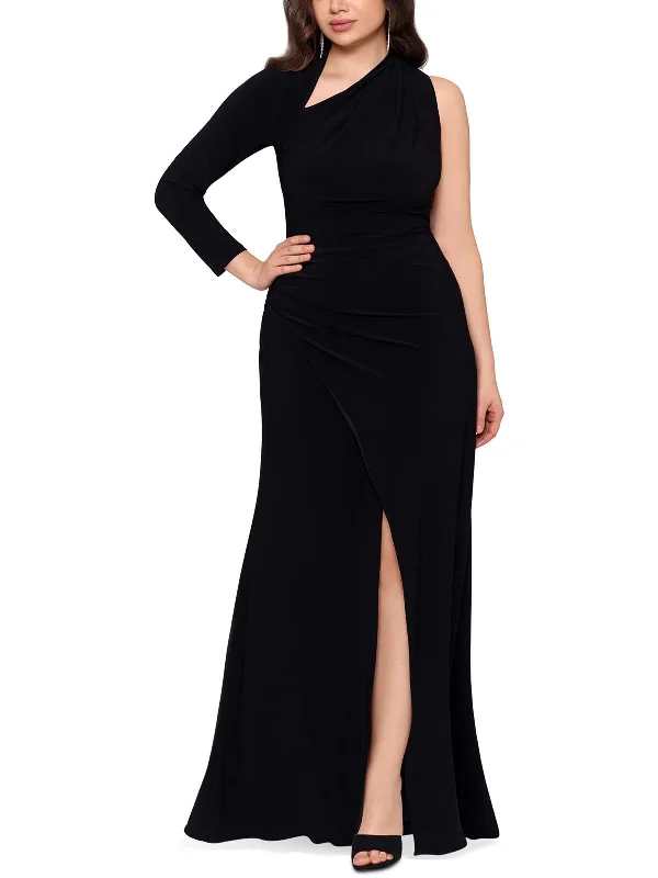 Women's Evening Apparel Plus Womens Knit One-Sleeve Evening Dress
