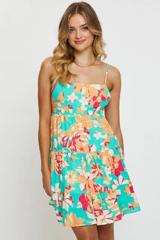 Women's Formal Apparel Print Mini Dress Sleeveless