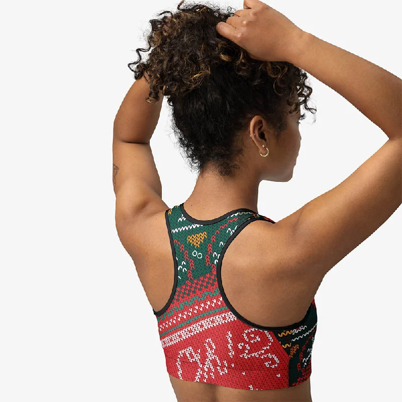 Stylish Women's Garments For Holidays Printed Sports Bra "Oh! Oh! Oh!" Red/Green