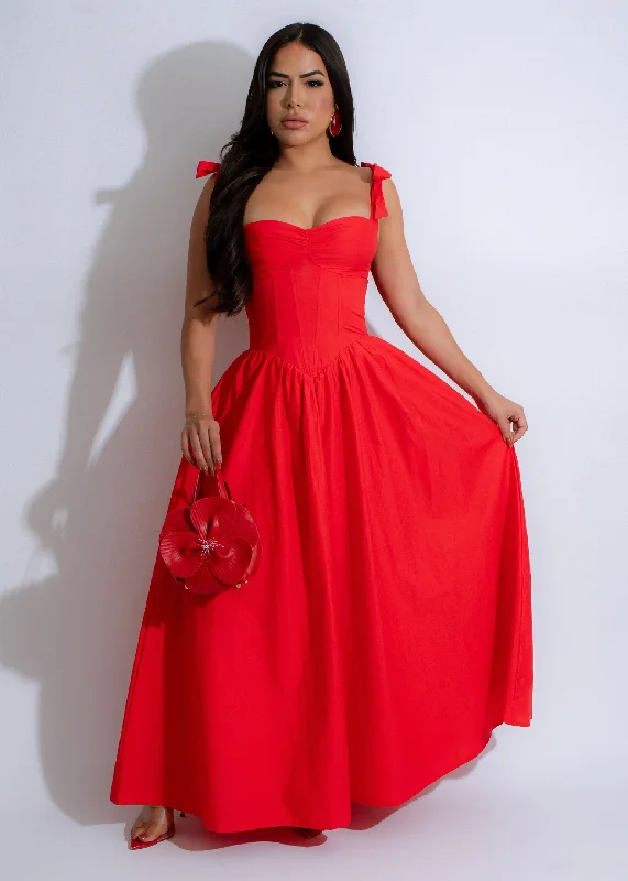 Women's Romantic Outfit Radiant Romance Maxi Dress Red