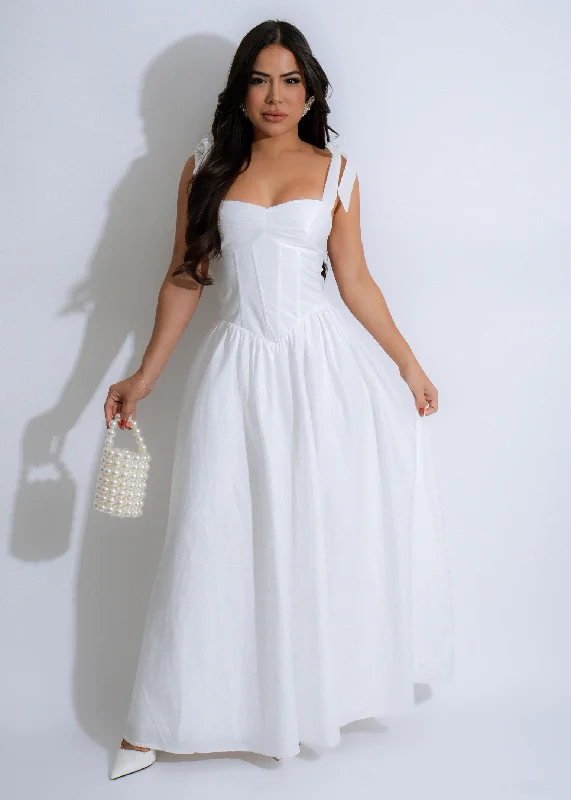 Fashionable Women's Outfit Radiant Romance Maxi Dress White