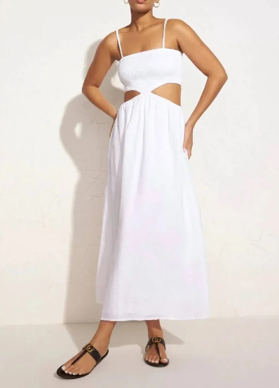 Women's Clothes For Work Tayari Midi Dress in Plain White