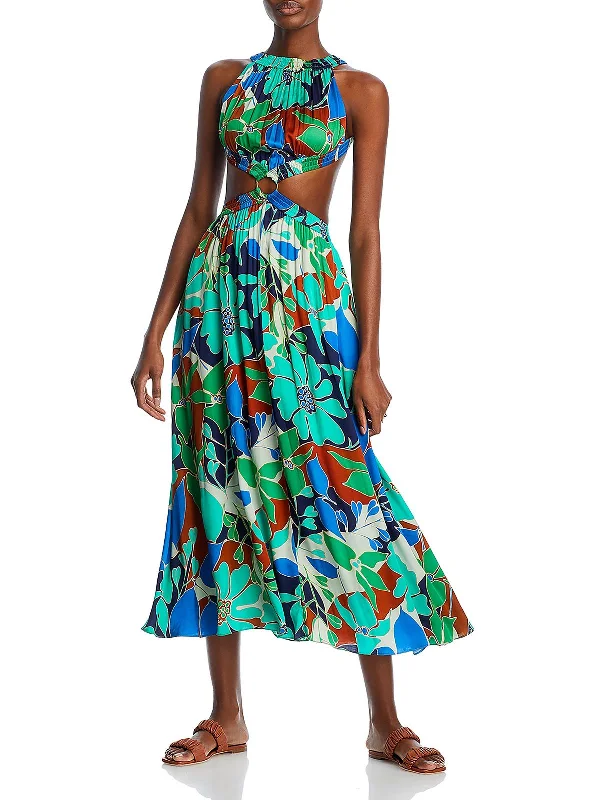 Women's Tops And Clothing Theia Womens Printed Cut-Out Maxi Dress