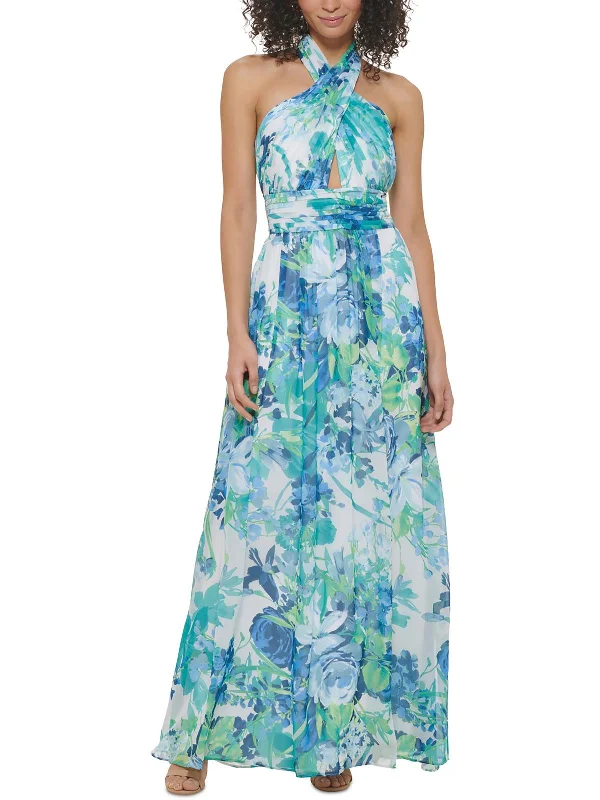 Women's Relaxed Outfit Womens Halter Pleated Evening Dress