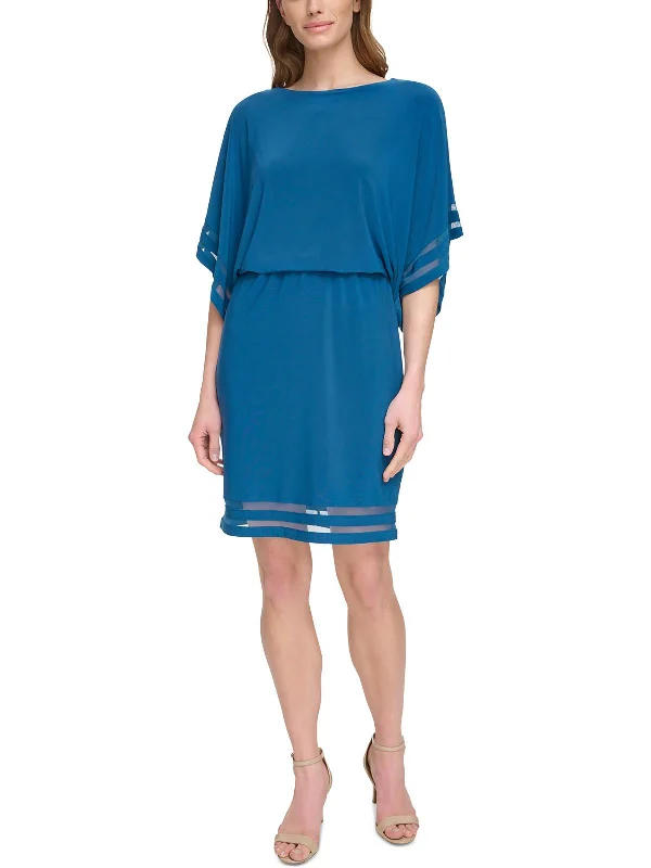 Women's Transitional Clothes Womens Illusion Midi Cocktail And Party Dress