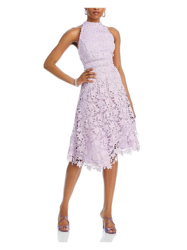 Women's Evening Wear Outfit Womens Ladder Stitch Asymmetric Halter Dress