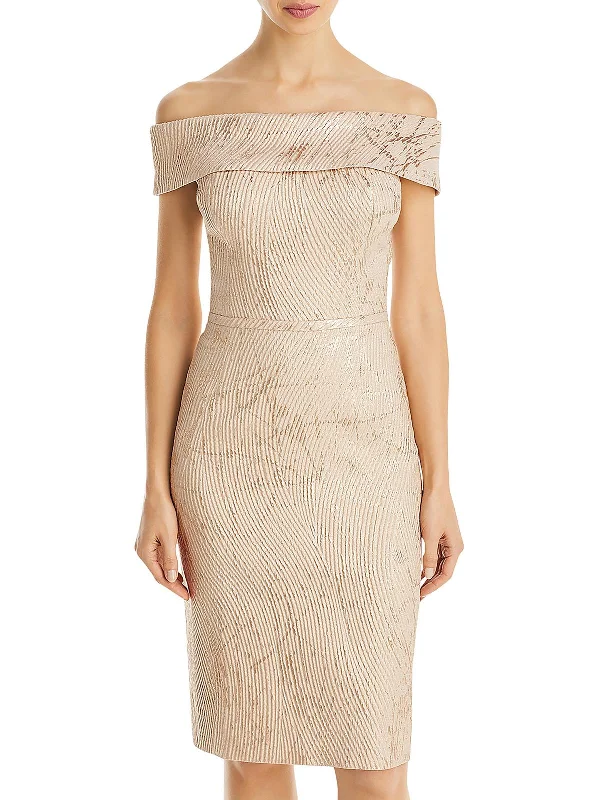 Women's Holiday Clothes Womens Metallic Short Shift Dress
