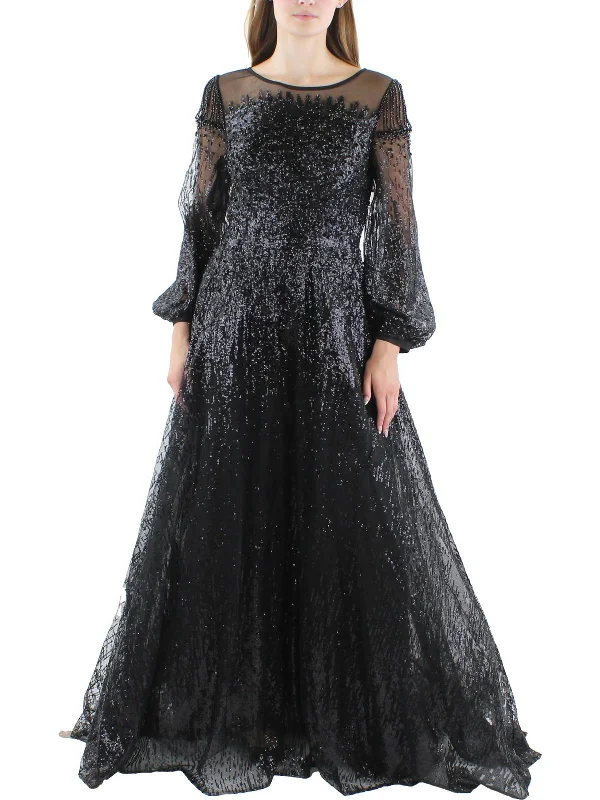 Women's Garments Womens Sequined Maxi Evening Dress