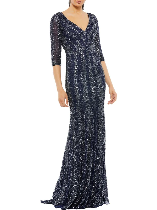 Women's Timeless Attire Womens Sequined Maxi Evening Dress