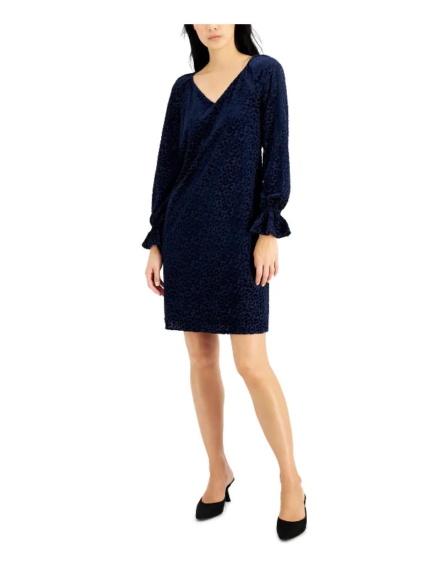 Women's Relaxed Outfit Womens Velvet Burnout Shift Dress