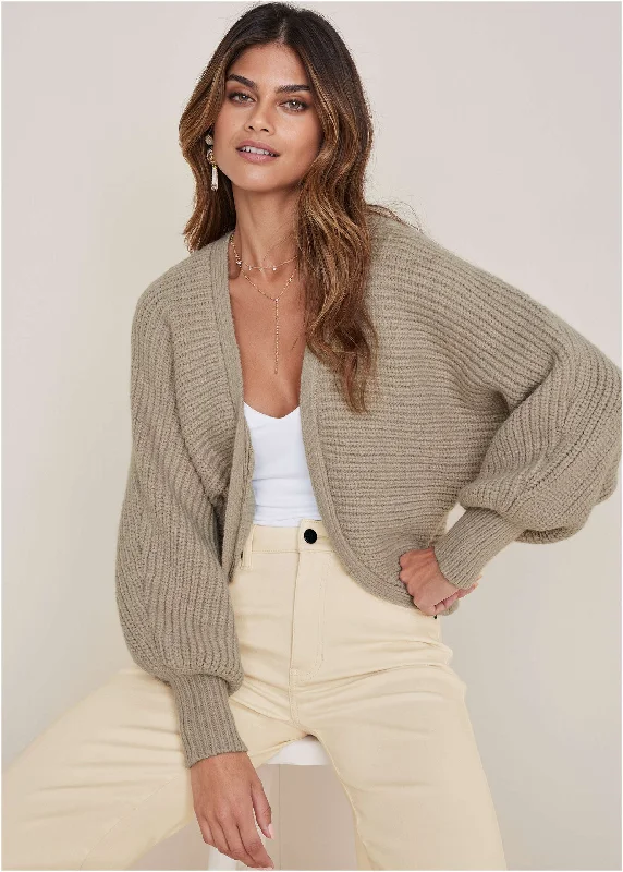 Elegant Women's Evening Garments Shrug Cardigan - Oxford Tan
