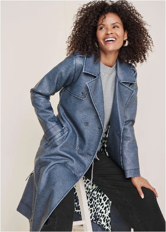 Affordable Women's Outfit Faux Leather Trench - Niagara