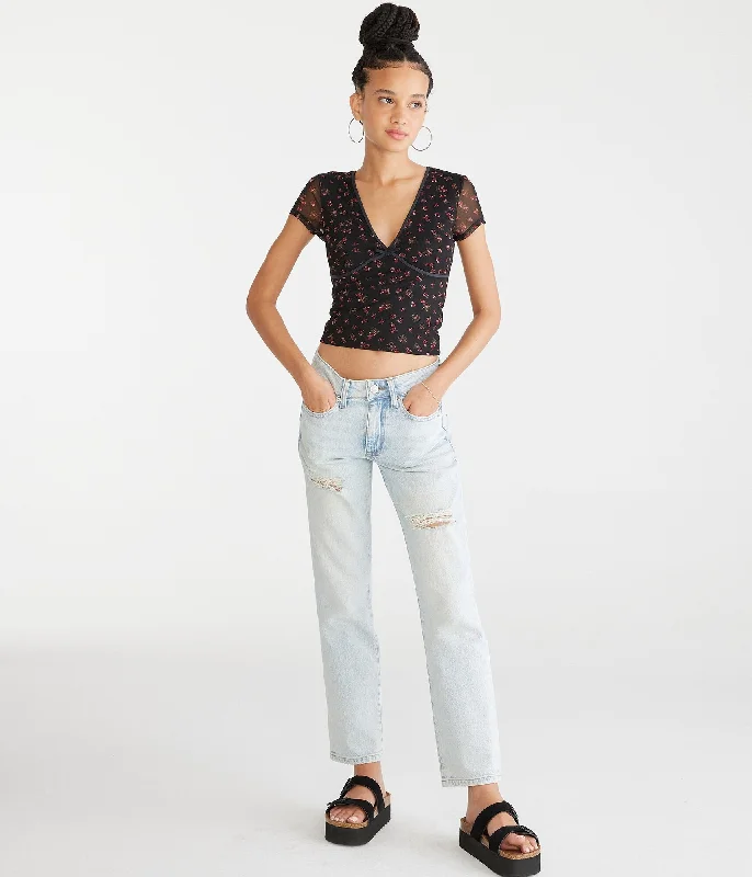 Luxury Women's Clothes Aeropostale Mid-Rise Straight Ankle Jean