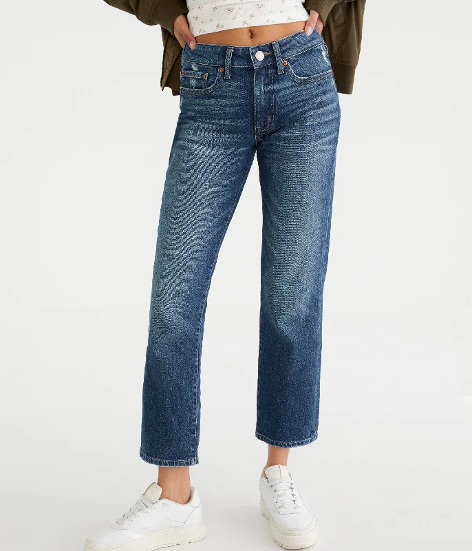 Women's Transitional Clothes Aeropostale Mid-Rise Straight Ankle Jean