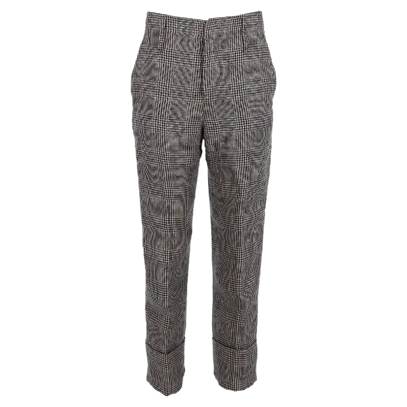 Women's Work Outfit For The Office Brunello Cucinelli Houndstooth Pants in Multicolor Linen