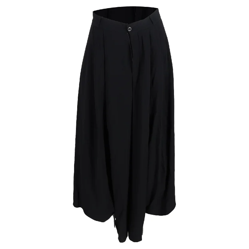 Women's Holiday Outfit Chloé Asymmetrical High-Waisted Wide-Leg Trousers in Black Wool