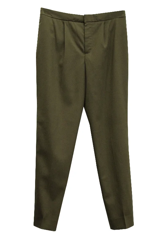Women's Chic Outfit Chloé Tapered Pants in Khaki Green Wool