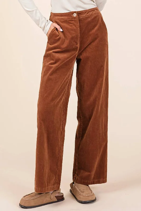 Women's Professional Garments Corduroy Straignt Leg Jeans In Camel