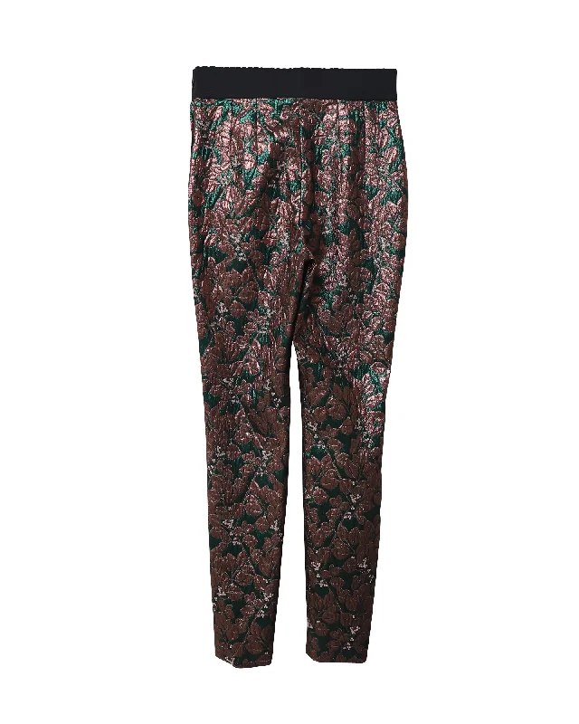 Casual Attire For Women Dolce & Gabbana Iridescent Brocade Cigarette Pants in Multicolor Polyester