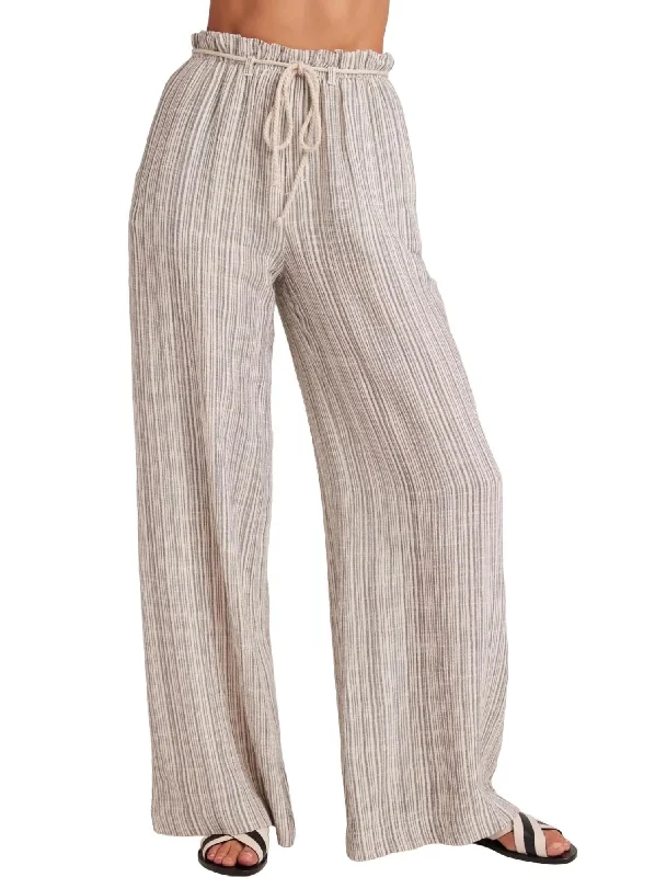 Women's Outfit For The Office Drawcord Wide Leg Pant In Eze Slub Stripe