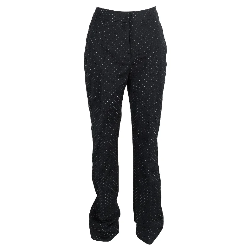 Women's Formal Event Outfit Erdem Polka Dot Print High-Waisted Wide-Leg Trousers in Black Wool